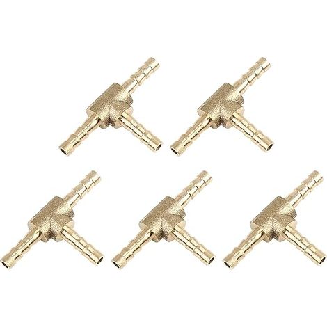 Raccord de tuyau 6mm 3 contacts, adaptateur en laiton pour eau, huile, air, lot de 5 pièces (1/3)