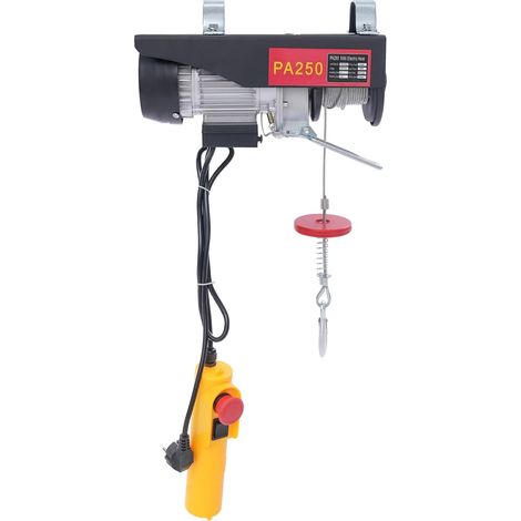 Treuil électrique 550 W avec câble en acier de 18 m et arrêt d'urgence, 10 m/min (corde simple) et 5 m/min (double l), capacité de charge de 125 kg/250 kg, pour atelier, construction, entrepôt (1/5)