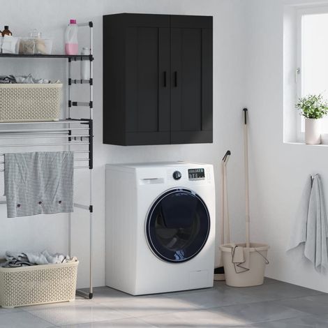 Armoire murale, Placard de Rangement Toilettes, Meuble Haut de Salle de Bain noir 69,5x34x90 cm bois d'ingénierie LKOWF44339