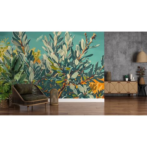 Papier peint feuillage olivier ensoleille - 150 x 250 cm (1/2)