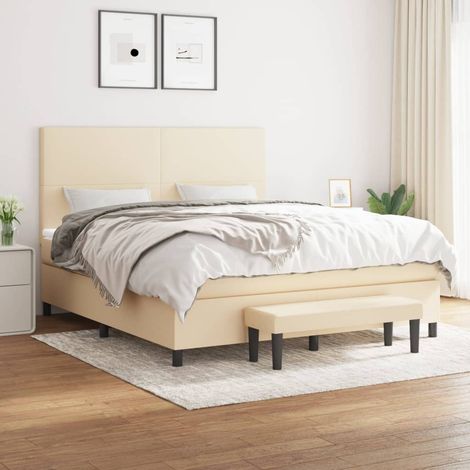 Boxspringbett mit Matratze Creme 180x200 cm Stoff (1/5)