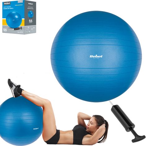 Ballon de rééducation Rebel 55 cm avec pompe manuelle, bleu