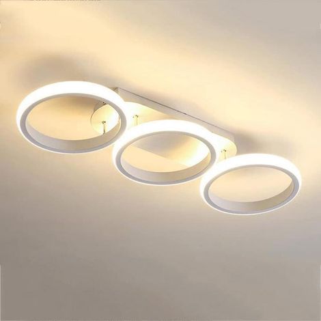 Modern round minimalist white LED ceiling light with 3 heads, white light for living room, kitchen, bedroom (1/3)
