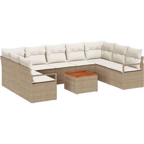 Maison Exclusive - Gartensofa-set mit Speicher 10 pcs Beige und C