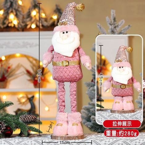 Weihnachtliches, einziehbares Plüschtier, rosa Schneemann, alter Mann, Rentierpuppe, Fensterdekoration, Geschenk für Heiligabend