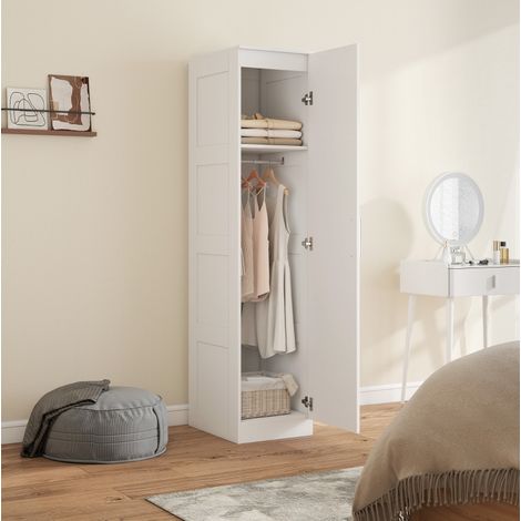Armoire multifonction avec penderie et étagère, porte à fermeture douce, 40 x 52 x 180 cm, blanc (1/5)