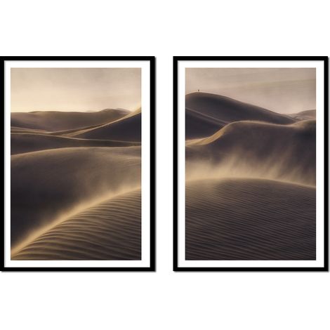BILDPOSTER IM RAHMEN 53x73cm Diptychon Set mit 2 Gemälden Desert Boho P2169 (1/3)