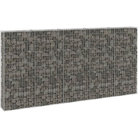 Mur en gabion avec couvercle Gabion Panier en pierre Clôture de gabion Panier de Gabion de Jardin décoratifs Acier galvanisé 300x30x150 cm DBEB2572131 (1/5)