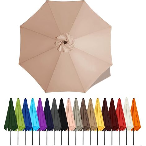 Auvent De Remplacement Pour Parasol De Terrasse, Toile De Parasol Pour Cour Jardin Plage, Protection UV Housse De Rechange(Champagne,2.5m - 8Ribs)