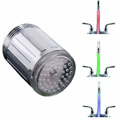 Robinet D'Eau Led Coloré,Lumineux à Led Embout de Robinet,3 Couleur Sensible À La TempéRature Led Robinet D'Eau,Pour Dans Les Restaurants,Maisons,HôTels,Salles de Bains,Accessoires de Cuisine,Durable (1/5)