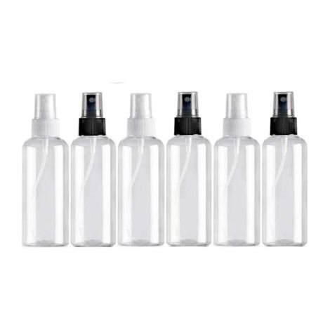 QORVA-6PCS 100ml Flacon Vaporisateur, Bouteille de Voyage Vide Plastique Réutilisables Transparent Atomiseur De Poche, Bouteilles de Pulvérisation, Spray Sous-Bouteilles de Cosmétiques (1/5)