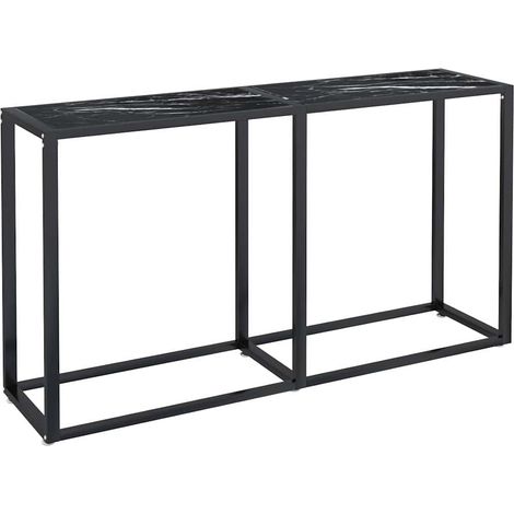 Tavolo Consolle Nero Marmo 140x35x75,5 cm in Vetro Temperato vidaXL (1/5)