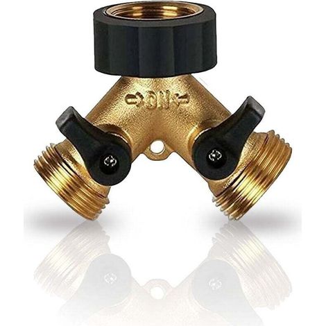Robinet double pour machine à laver, raccord en Y pour tuyau d'arrosage, double sortie en laiton robuste pour tuyaux d'alimentation de 3/4", robinet extérieur