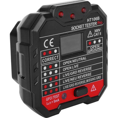 Testeur de prises électriques multifonctions HT106B - Outil de diagnostic des pannes secteur - Prise américaine (1/5)