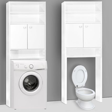 Mueble para lavadora, blanco, 185x63x20 cm, 3 estantes (1/5)
