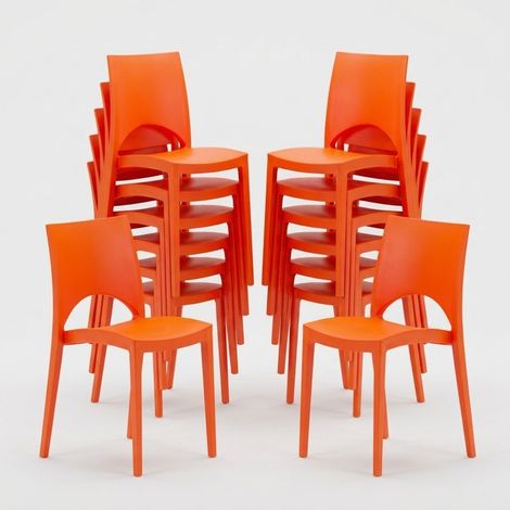 Lot de 24 Chaises Paris Grand Soleil en polypropylène Restaurant bar café Stock - Orange (1/5)
