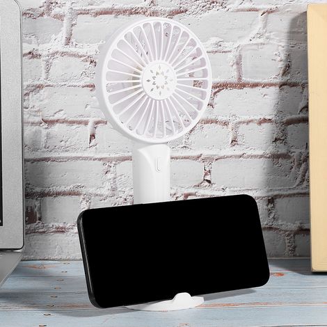 Ventilateur USB Rechargeable - Petit Ventilateur de Voyage pour Bureau, Table de Nuit et Extérieur - Modèle Blanc F1