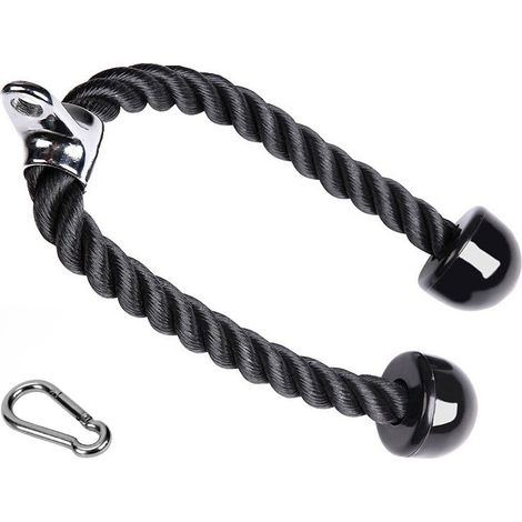 Corde à triceps double tête - Corde d'étirement pour triceps - Corde à triceps noire - Corde d'entraînement noire - Bande de résistance pour triceps - Nylon haute résistance (1/5)
