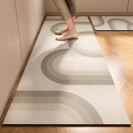 Tapis de sol en terre de diatomée pour cuisine – Absorbant eau et huile, antidérapant, style wabi-sabi, 50 x 80 cm-lsw