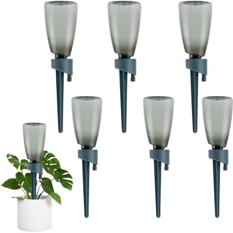 Dispositif d'arrosage automatique pour plantes et fleurs, 6 pièces, 500 ml, avec vanne de régulation à libération lente, bleu (1/5)