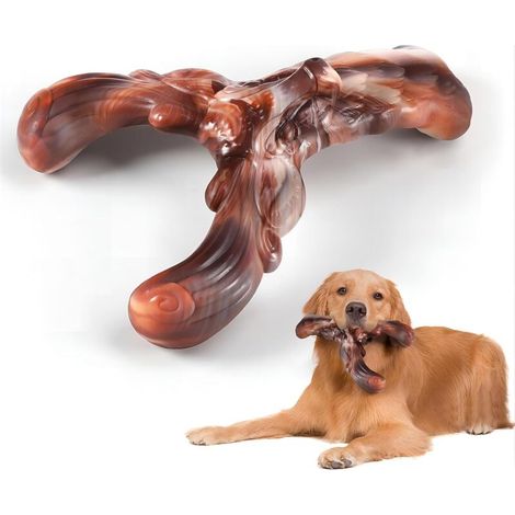 2pcs Jouets à mâcher pour Chiens agressifs, Jouets indestructibles pour Chiens de Taille Moyenne et Grande - Saveur de bœuf Durable (Tricératops) (1/5)