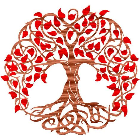 Décoration Murale Métal Fer Arbre de Vie, Ornement Jardin Extérieur et Intérieur, Panneau Artistique 30x30cm, Lot Unique (B-05) (1/4)