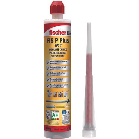 Ancorante chimico Fischer FIS P PLUS 300 T resina bicomponente cartuccia calcestruzzo mattone