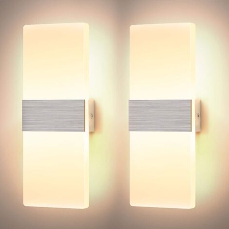 2x12W Applique Murale Interieur Dimmable LED Lampe Murale en Acrylique Design Moderne Decoration Luminaire Mural pour Salon Chambre Couloir Salle de Bain, Blanc Chaud (1/5)