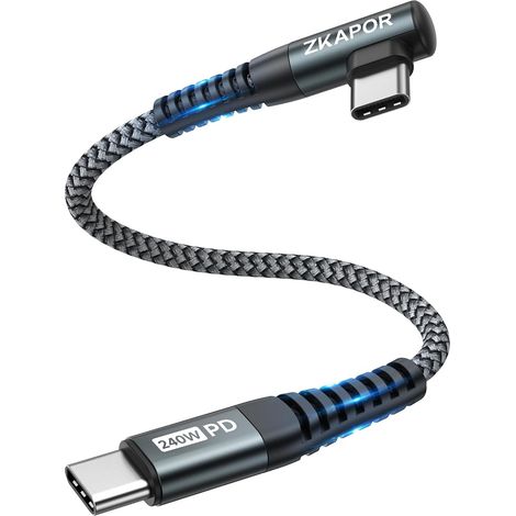 240W Câble USB C vers USB C 90 Degrés 30CM PD 3.0 Cable Type C Coudé (1/5)