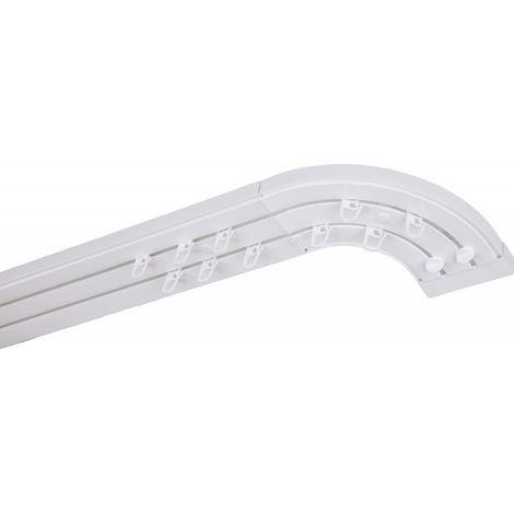 Monmobilierdesign – Tringle à rideau en PVC double rail courbé 120 cm – Installation facile avec crochets – Pour intérieurs modernes et traditionnels