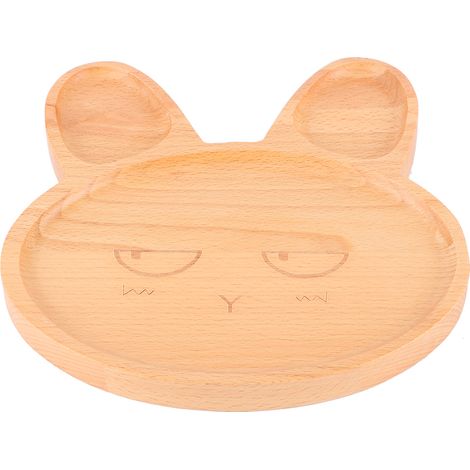 Plateau en Bois pour Enfants avec Compartiments - Assiette Plateau Petit Déjeuner Bébé - Rangement Snacks Pratique (1/5)