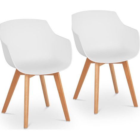 Juego de 2 sillas salón comedor 150 kg máx. superficie asiento 41 x 40 cm color blanco 140000871