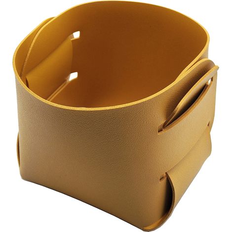 Porte-pinceaux de maquillage en liège et cuir-Rangement pour accessoires de bureau-Accessoire de décoration tendance-Jaune (1/5)