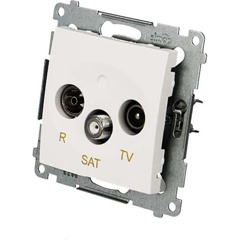 Borne/prise de terminaison RTV-SAT, atténuateur RTV 1,0 dB SAT 1,0 dB, blanc Simon54 (1/2)