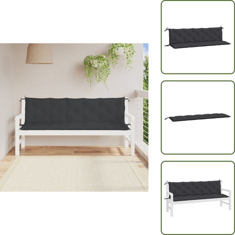 Coussins de banc jardin lot de 2 noir 180x50x7 cm tissu Oxford - Coussin De Banc - Coussin Jardin - Coussin Exterieur - Coussin Décoratif - Housse De Coussin