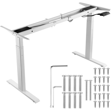 VEVOR Struttura per Scrivania in Piedi Doppio Motore, Altezza Regolabile da 70 a 117 cm Lunghezza da 110 a 178 cm Gambe per Scrivania Elettriche per Computer, per Casa, Ufficio, Solo Telaio, Bianco