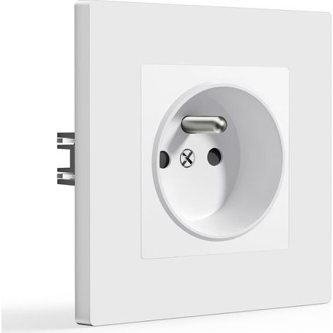 Prise Murale,Prise Electrique Encastrable,1 Gang,Norme Française Prises 16A 250V avec Panneau en Plastique,Facile à Installer,86 86mm Blanc (1/5)