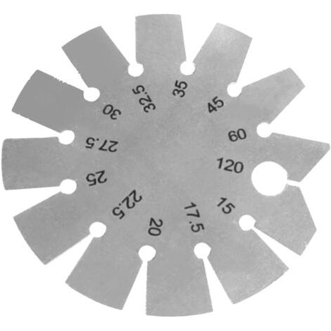 Plantilla angular redonda de acero inoxidable para medir biseles, hojas, cinceles y cepillos de madera. (1/5)
