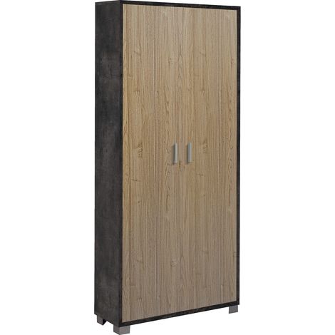 Armadio Multiuso 2 Ante 83x190x29 cm Ossido Nero/Noce Stelvio (1/3)