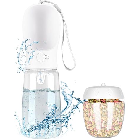Hundewasserflasche für unterwegs 550ml Hundewasserflasche Hundewasserflasche für unterwegs Hundewasserflasche mit 100ml Hundefutterbecher Hundenapf für unterwegs Tragbare Wasserflasche Hundewasserspen (1/5)