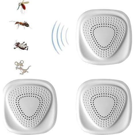 Leistungsstarkes Ultraschall-Mäuse- und Rattenabwehrgerät, 3er-Packung Ultraschall-Abwehrmittel für den Innen- und Außenbereich, gegen Mücken, Mäuse, Ameisen, Insekten, Ratten, Kakerlaken und andere N (1/5)