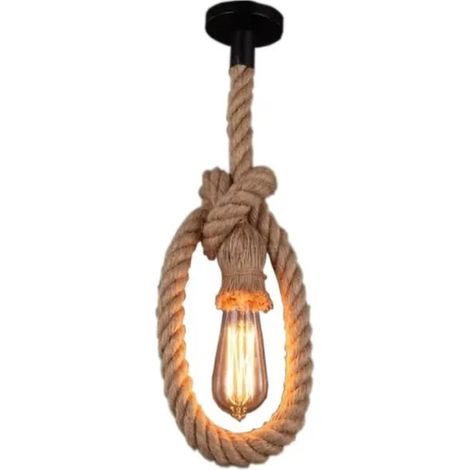 U-DO 1M Suspension Industriel en Corde de Chanvre Lustre Intérieur pour Cuisine Entrée Escalier (1/4)