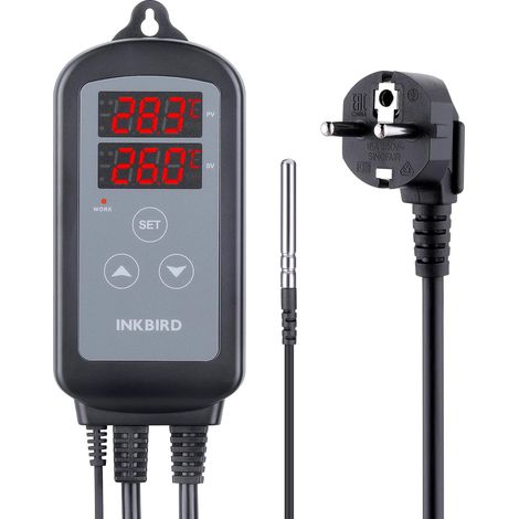 Prise Thermostat Terrarium Reptile Jour Nuit Regulateur de Temperature, Contrôleur pour Appareils de Chauffage, Fonction Minuterie, Sonde Température, Incubateur Serre
