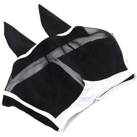 Masque Anti-Mouches pour Cheval - Filet Respirant Demi-Visage avec Oreilles,Sangle Élastique Demi-Masque en Mesh pour Cheval pour Chevaux, bovins, élevage - Utilisation Toute (1/5)