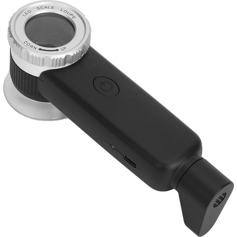 Loupe 30X avec éclairage 3 couleurs (blanc, violet, jaune) rechargeable par USB et lame multifonctionnelle