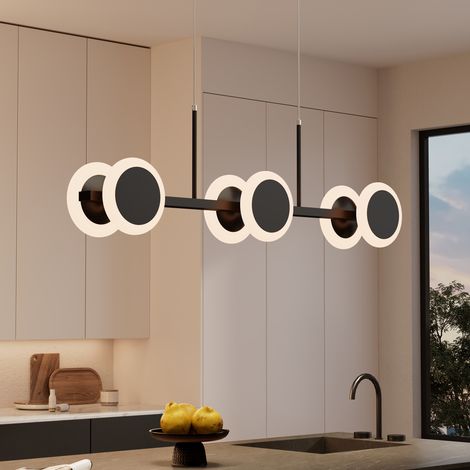 Mai & Mai Pendelleuchte Esstisch 70cm LED Hängelampe für Esszimmer, dimmbar Hängeleuchte mit Fernbedienung, 24W matt Schwarz Esstischlampe für Wohnzimmer Schlafzimmer Alivetta3376