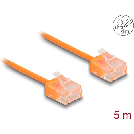 Delock Cable de red RJ45 Cat.6 UTP Ultra Slim 5 m naranja con enchufes cortos