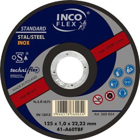 Incoflex disco de corte para metal 125 x 1,0 x 22,2 mm – Corte fino, rápido y preciso