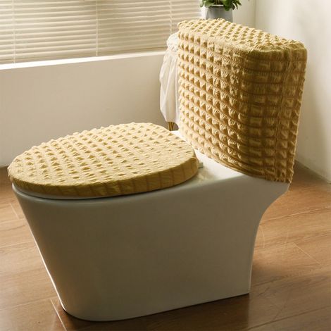 Couvre-Abattant Toilette Divisé - Modèle Réservoir Haut - Tissu Élastique - Universel Saison Toute - 1 Pièce (1/5)