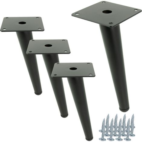 x Pata de mueble, pasador oblicuo, negro, 18 cm (1/5)